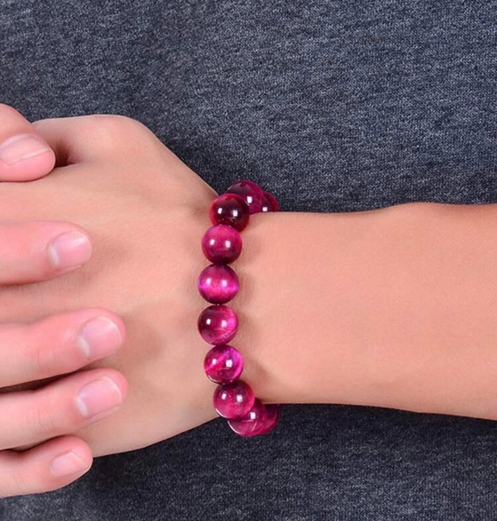 PLAIN TIGER EYE PINK BEADS