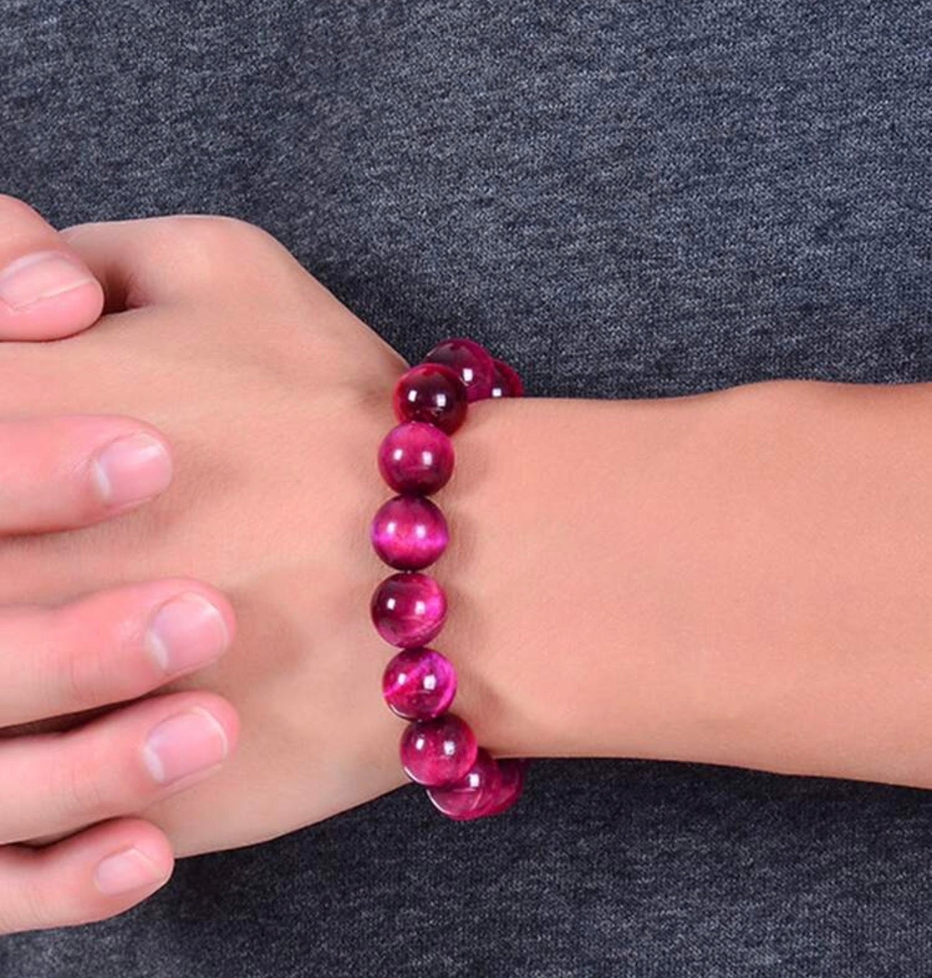 PLAIN TIGER EYE PINK BEADS