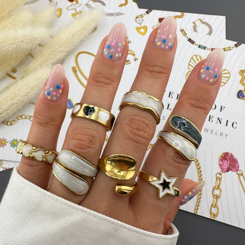 RING, 18K GOLD PLATED STEEL