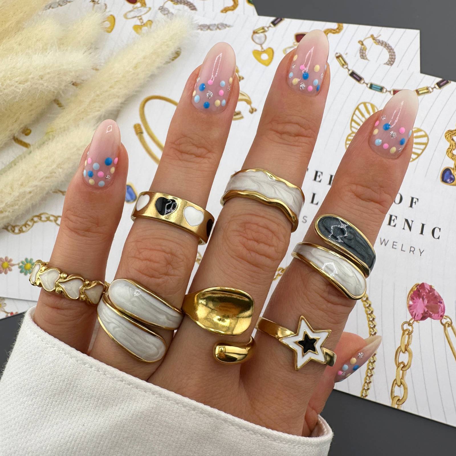 RING, 18K GOLD PLATED STEEL