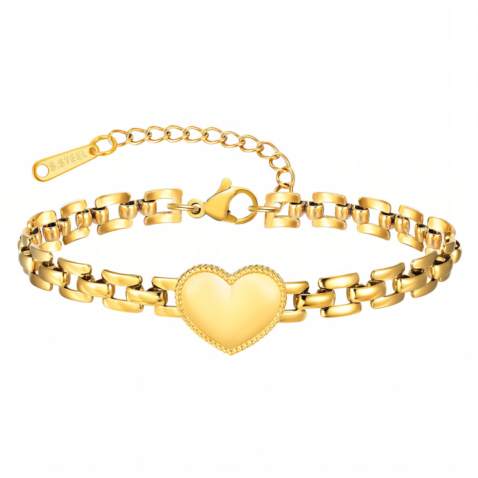 "HEART" BRACELET, 18K GOLD PLATED STEEL
