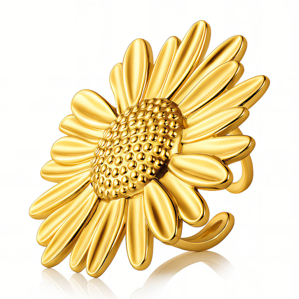"FLOWER" RING, 18K GOLD PLATED STEEL