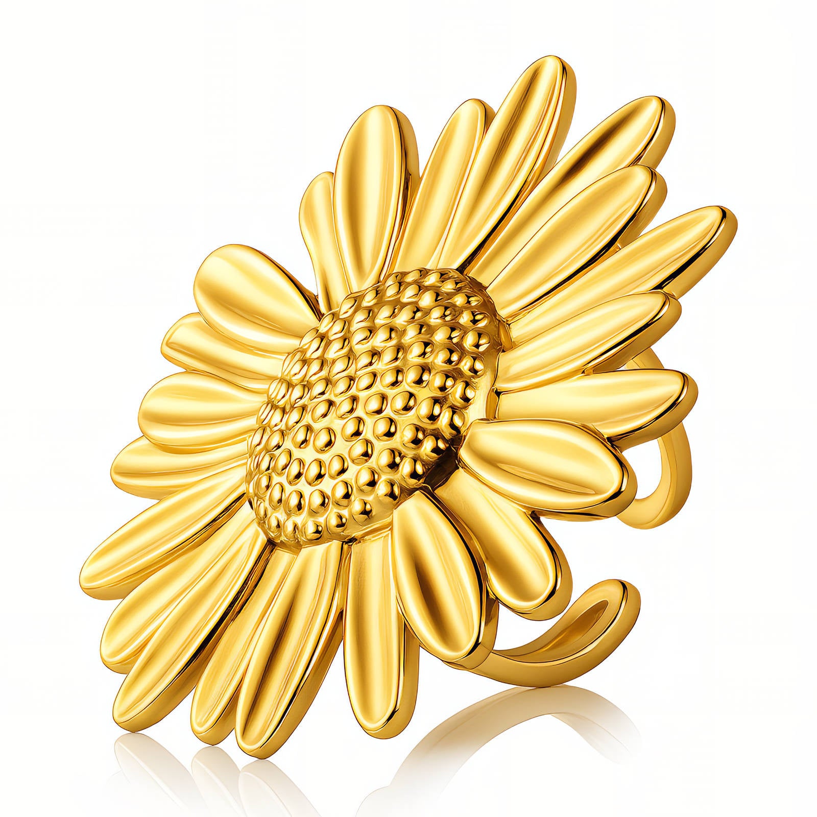 "FLOWER" RING, 18K GOLD PLATED STEEL