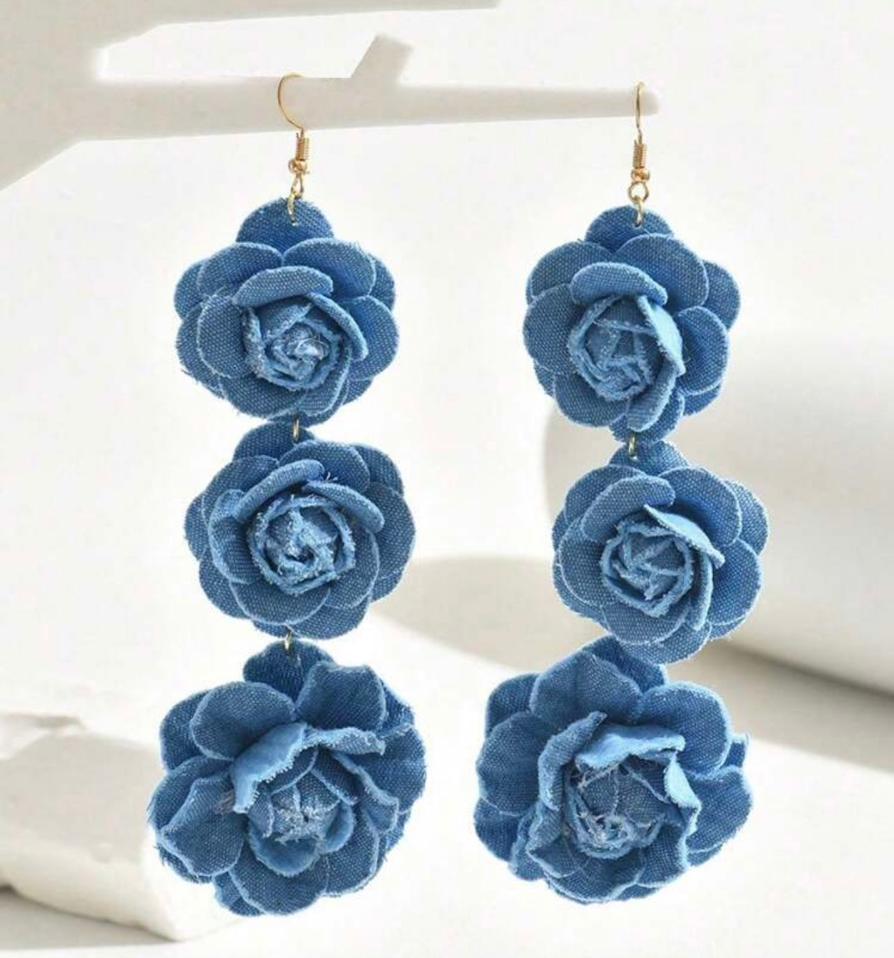 “DENIM DROPPING EARRINGS
