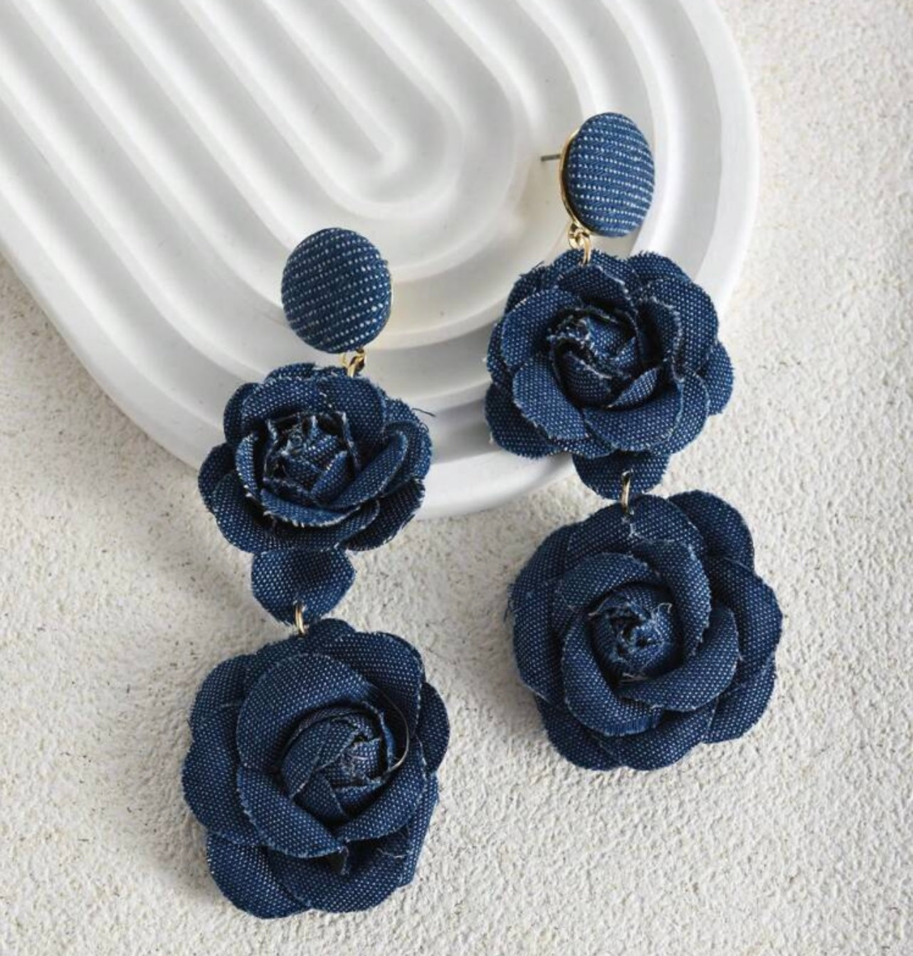 “DENIM DROPPING EARRINGS