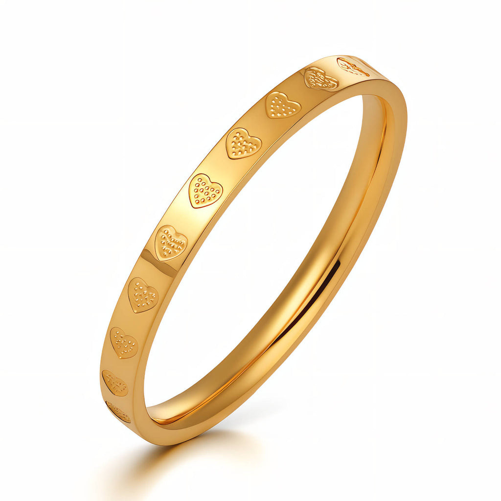 "Hearts" Ring, 18K Gold Plated Steel