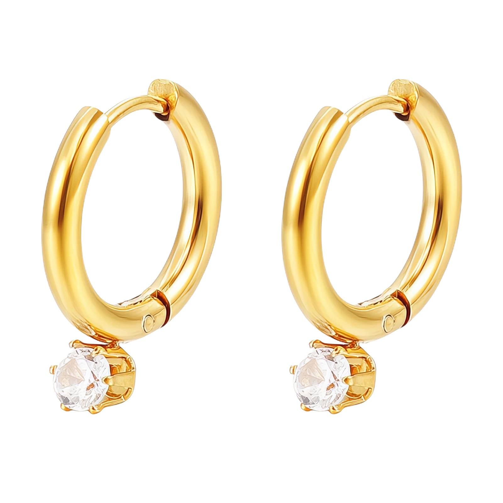 Earrings, 18K Gold Plated Steel
