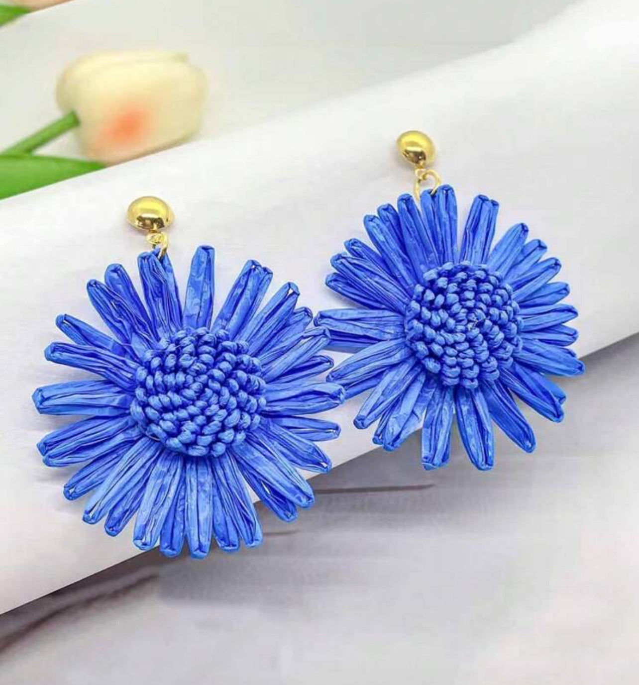Blue flower earrings