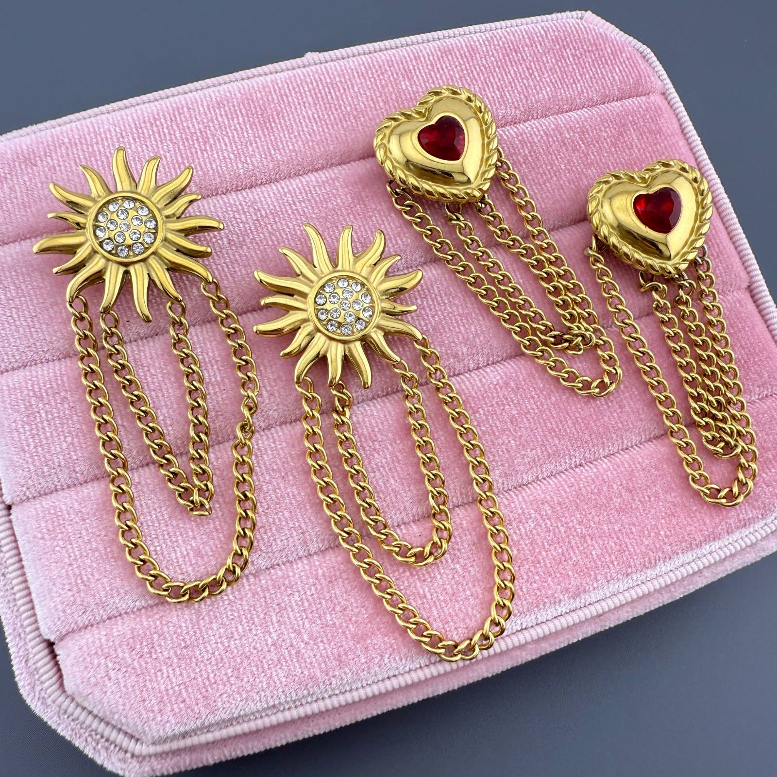 "Suns" Earrings, 18K Gold Plated Steel