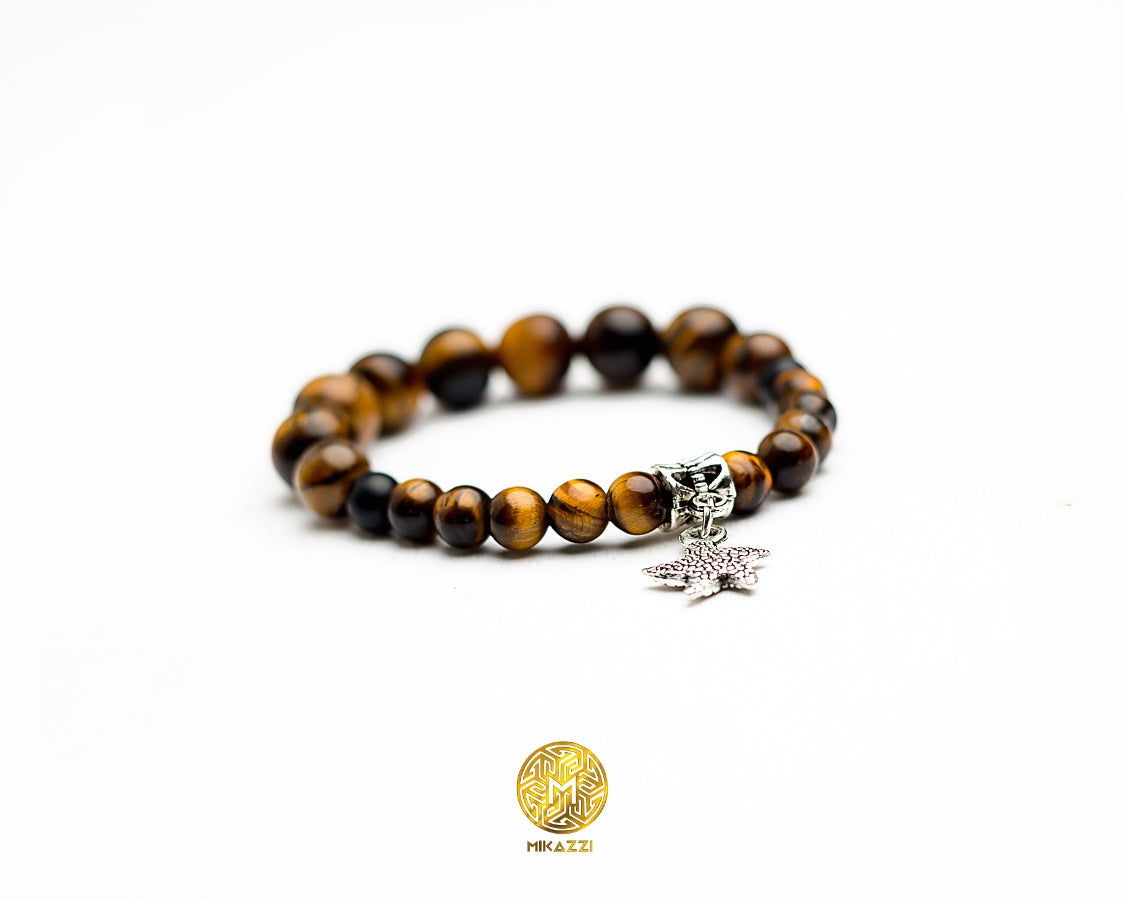 TIGER EYE BEAD BRACELET WITH PENDANT
