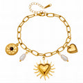 "Hearts" Bracelet, 18K Gold Plated Steel