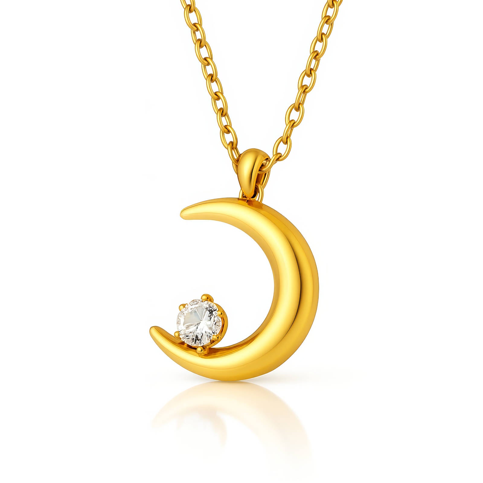 "CRESCENT" NECKLACE, 18K GOLD PLATED STEEL