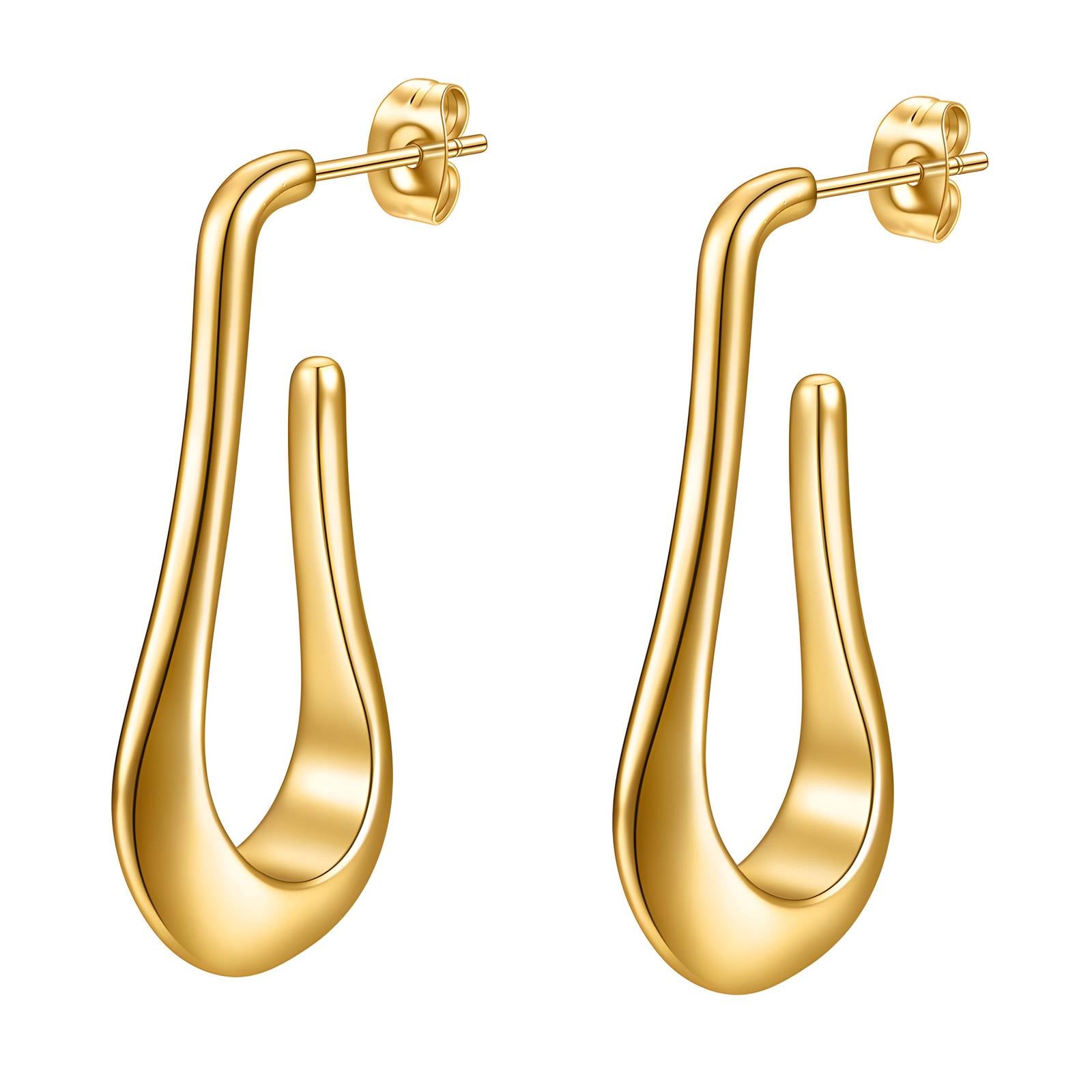 Earrings, 18K Gold Plated Steel