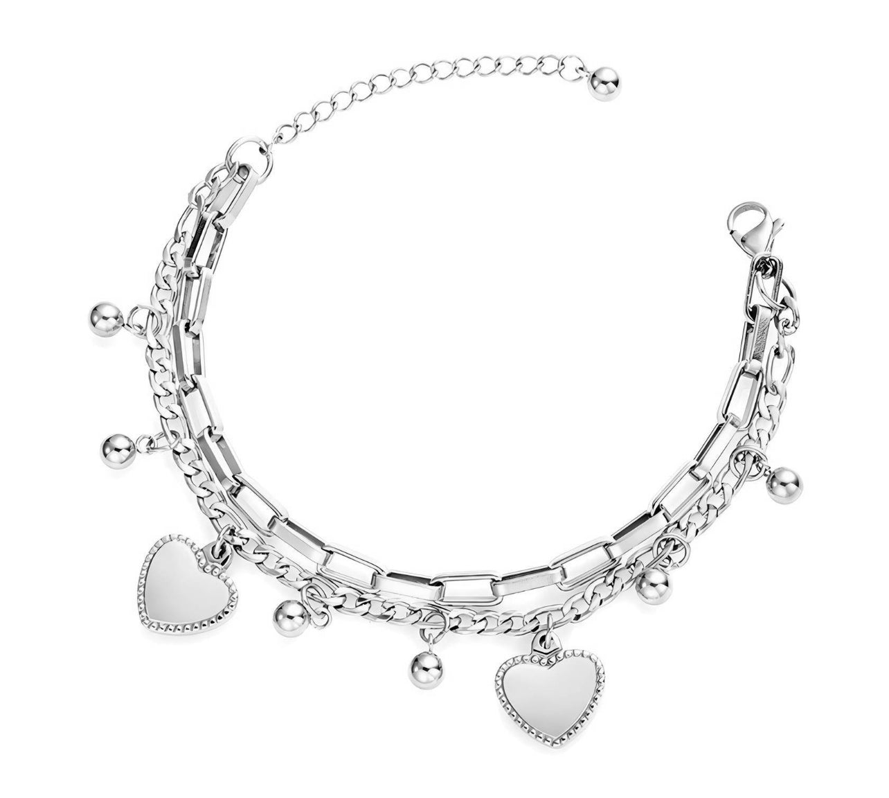 "Hearts" Bracelet, Stainless Steel