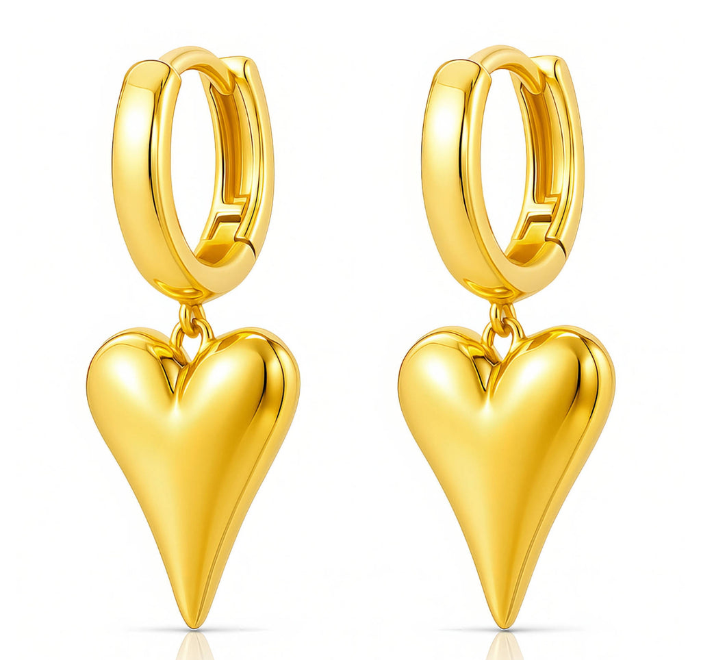 "Hearts" Earrings, 18K Gold Plated Steel