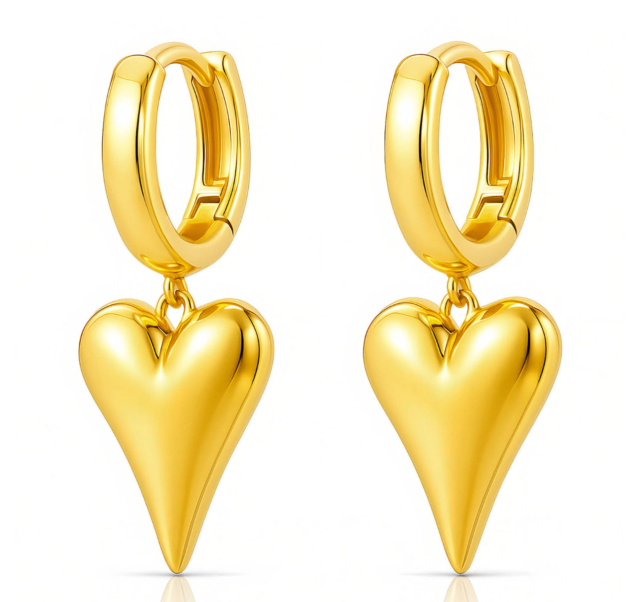 "Hearts" Earrings, 18K Gold Plated Steel