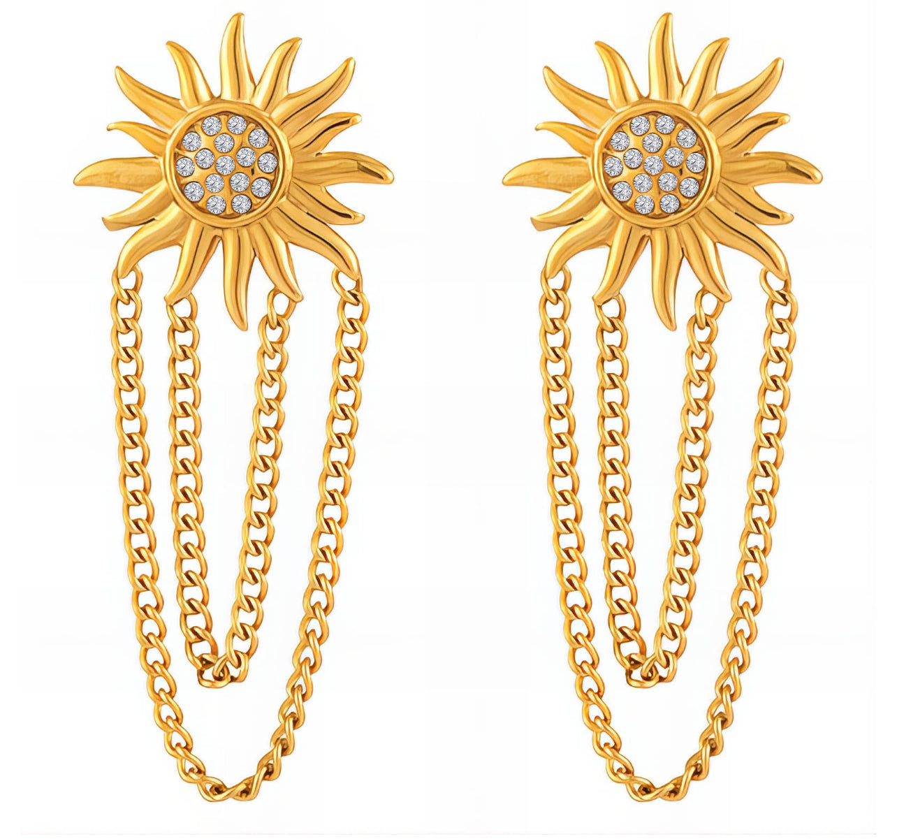 "Suns" Earrings, 18K Gold Plated Steel