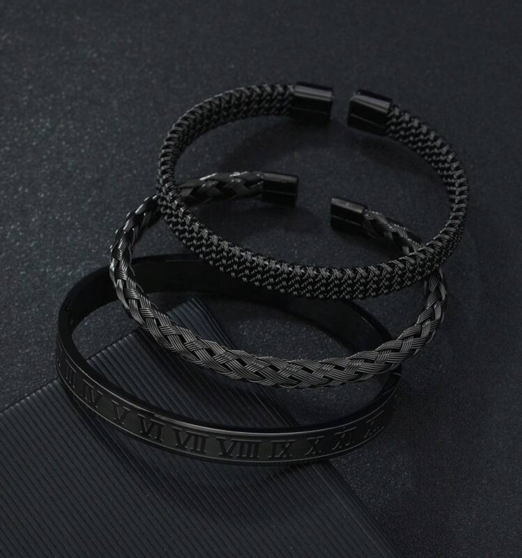 BLACK ROMAN NUMERALS BRACELET FOR MEN