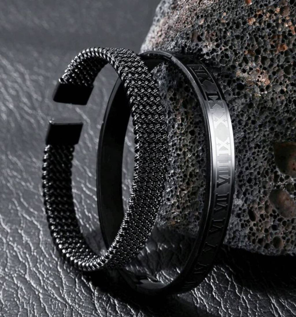 BLACK ROMAN NUMERALS BRACELET FOR MEN