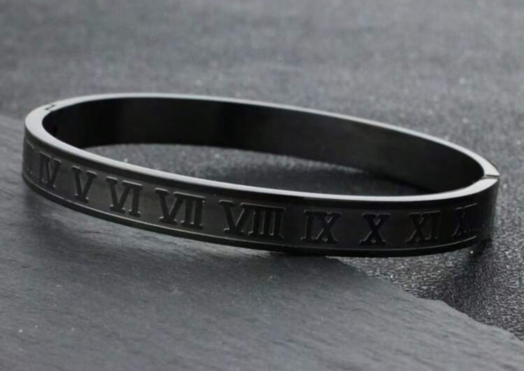 BLACK ROMAN NUMERALS BRACELET FOR MEN